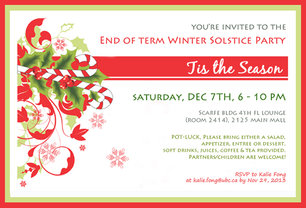 2013 Winter Party Invitation